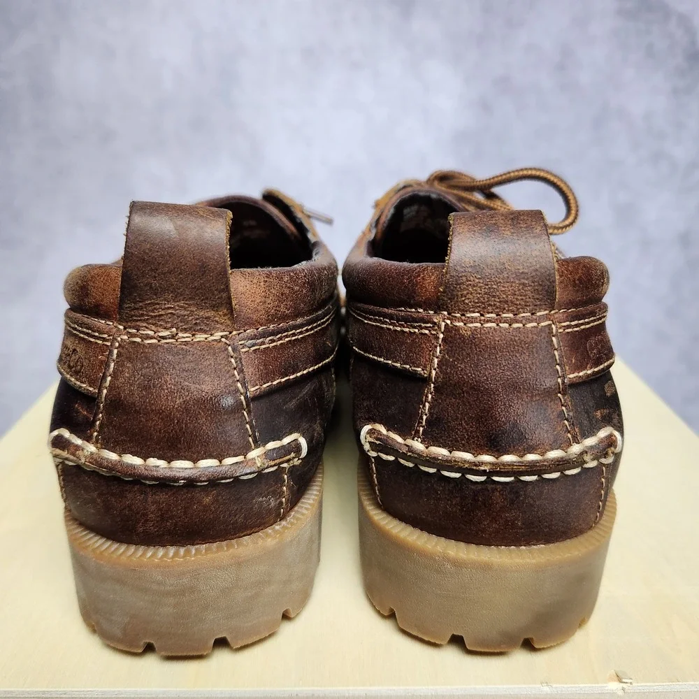 GH Bass Manchester Mens‎ 9M Brown Leather Lug Sole Boat Shoes 2225-226